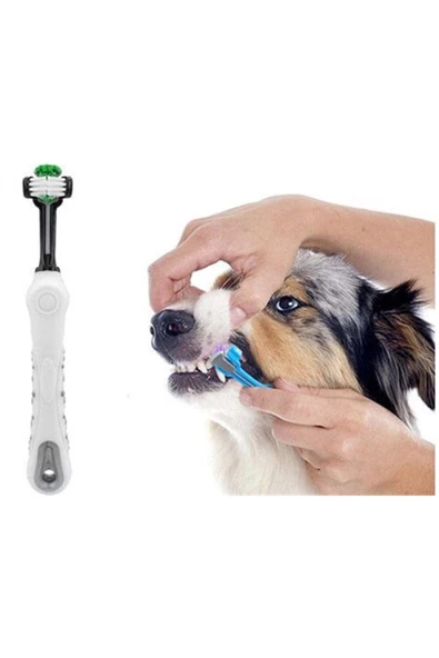 TROPİKAL 3 Taraflı Yumuşak Kedi Köpek Diş Fırçası Tatar Ve Çürüme Önleyici