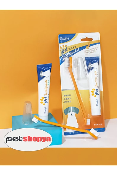 Petshopya Kedi Köpek Diş Fırçası ve Diş Macunu Seti Yenilebilir Diş Macunu Dental Kit Ağız ve Diş Sağlık Seti