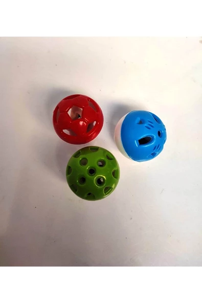 canlipetshop Zilli Plastik Top Kedi Oyuncağı 3'lü Çok Renkli 4 Cm - 2