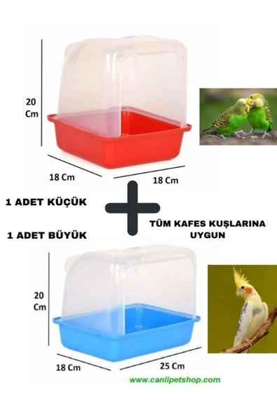 canlipetshop BÜTÜN KAFES KUŞLARI İÇİN UYGUN 2 ADET BANYO BÜYÜK VE KÜÇÜK BOY