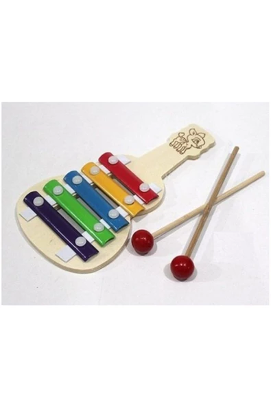 canlipetshop Ahşap Gitar Şeklinde 5 Notalı Selefon Müzik Aleti