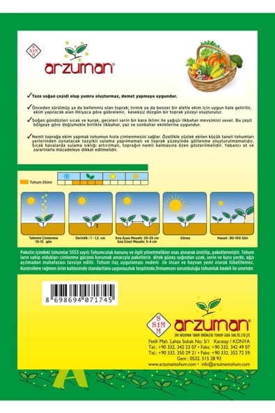 Arzuman Yeşil Soğan Tohumu 10 Gram - 2