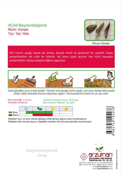 Arzuman Beybenibeğendi (zinnia) Çiçek Tohumu 30 Adet - 2