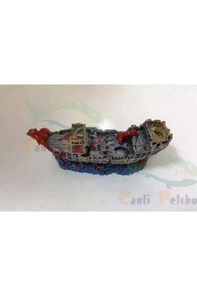 canlipetshop Akvaryum Dekor Gemi Orta Tek Parça 1 Adet ( 14X6 Cm ) - Resim 2