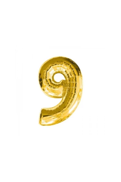 TROPİKAL Rakam Folyo Balon Gold Altın Renk Orta Boy 9 Numara