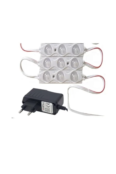 canlipetshop Akvaryum Için Su Geçirmez Yapışkanlı Led Beyaz Renk 12 Volt 3 adet Tak Çalıştır