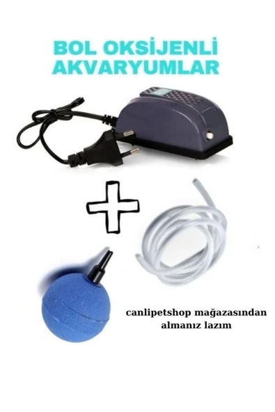 canlipetshop Fanus ve Akvaryum İçin Oksijen Hava Seti (Hava motoru+hava hortumu+hava taşı) komple set ürün görseli 1