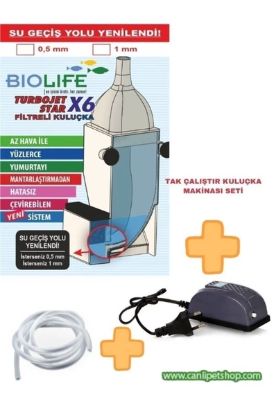 canlipetshop Biolife Kuluçka Makinası Seti Tak Çalıştır (Kuluçka Makinası+Hortum+Motor)