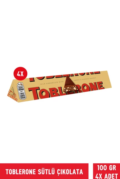 Toblerone Sütlü Çikolata 100 gr - 4 Adet (4 x 100 gr)