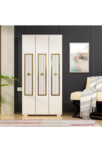 DemonteHome  NORADH ÇOCUK,GENÇ ODASI TAKIMI (C-L-G) BEYAZ-ALTIN - 3