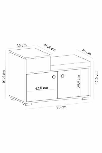 DemonteHome  ELEGANTDH MİNDERLİ AYAKKABILIK BEYAZ - 7