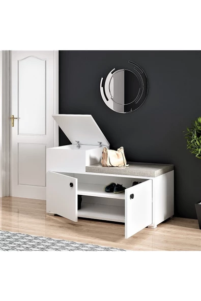 DemonteHome  ELEGANTDH MİNDERLİ AYAKKABILIK BEYAZ - 2