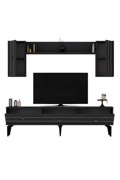 DemonteHome  Lenoradh Tv Ünitesi Takımı Antrasit Gümüş - 5