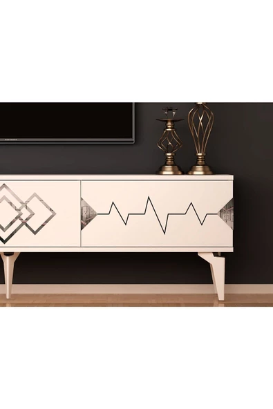 DemonteHome  RİTİMDH 180 CM TV ÜNİTESİ TAKIMI BEYAZ GÜMÜŞ - 3
