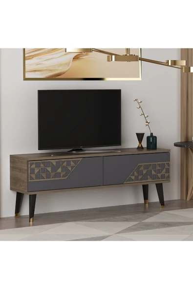 DemonteHome  TORONTODH 2 KAPAKLI TV SEHPASI CEVİZ ANTRASİT