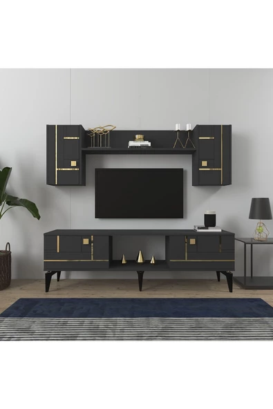 DemonteHome  MADERADH TV ÜNİTESİ ANTRASİT ALTIN