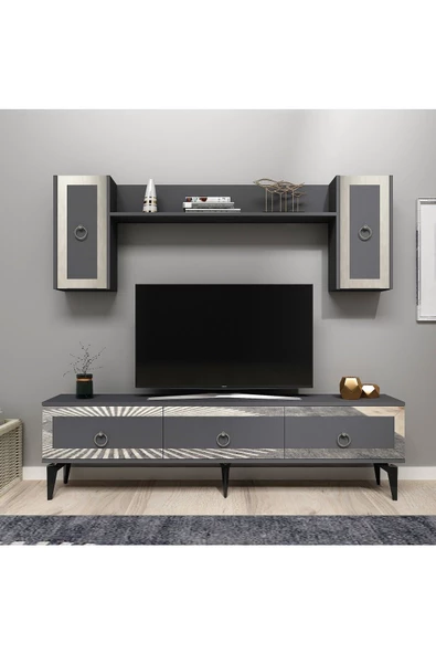 DemonteHome  PONNYDH TV ÜNİTESİ ANTRASİT GÜMÜŞ