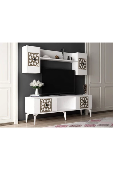 DemonteHome  MERYDH TV ÜNİTESİ BEYAZ CEVİZ