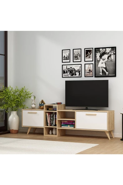 DemonteHome  Romadh 180 Cm Tv Standı Safirmeşe Beyaz