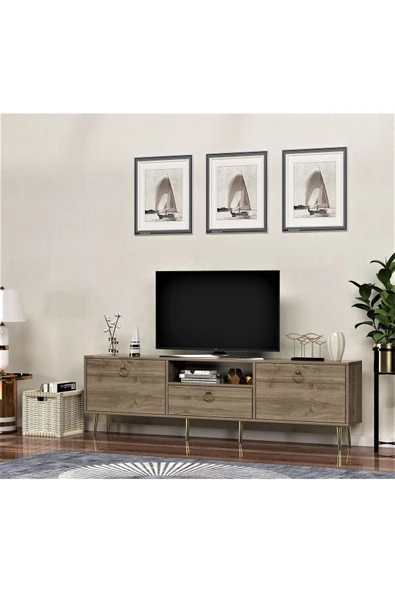 DemonteHome  SOLEDH 180 CM TV ÜNİTESİ SEHPASI CEVİZ