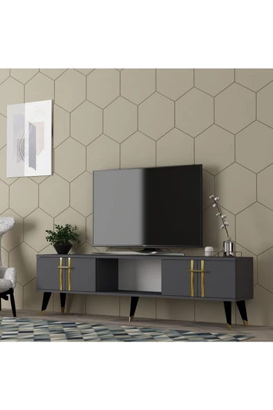 DemonteHome  ASELDH TV SEHPASI (ALT MODÜL) ANTRASİT-ALTIN
