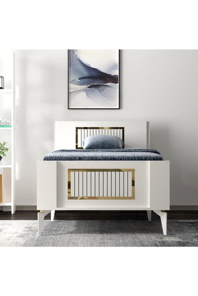 DemonteHome  Noradh Çocuk Genç Odası Takımı (G-C-L-P-R) Beyaz Altın - 3