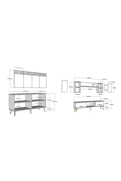 DemonteHome  DEFNEDH 180 CM TV ÜNİTESİ VE KONSOL  2'Lİ SALON TAKIMI ANTRASİT GÜMÜŞ - 7