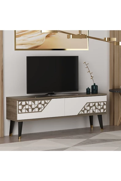 DemonteHome  TORONTODH 2 KAPAKLI TV SEHPASI CEVİZ BEYAZ