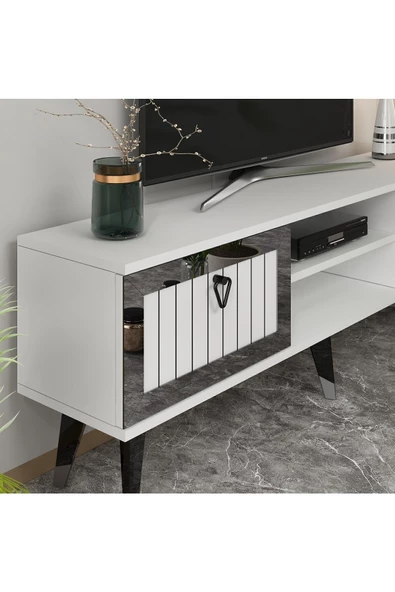 DemonteHome  LİDYADH TV STAND BEYAZ-GÜMÜŞ - 2