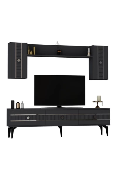 DemonteHome  Lenoradh Tv Ünitesi Takımı Antrasit Gümüş - 4