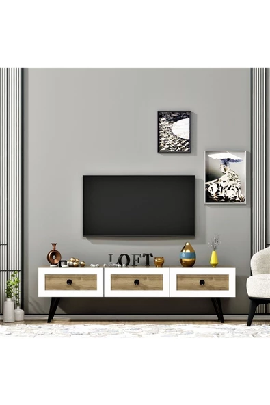 DemonteHome  DESPİNADH TV ÜNİTESİ CEVİZ BEYAZ