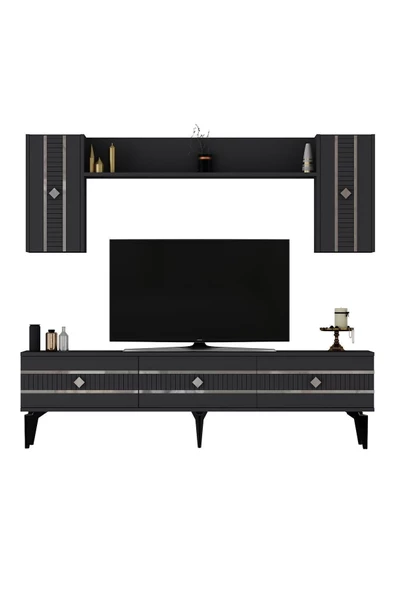 DemonteHome  Lenoradh Tv Ünitesi Takımı Antrasit Gümüş - 7
