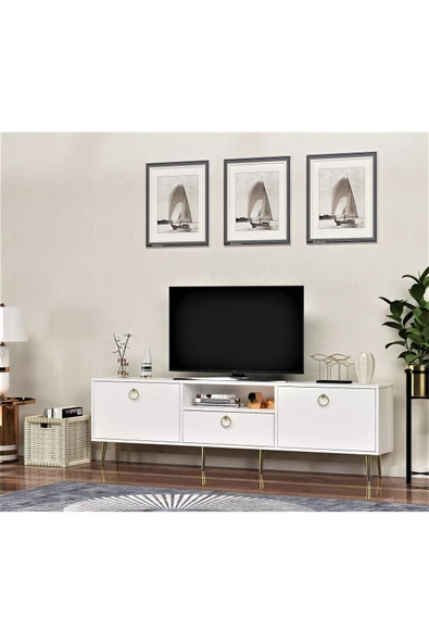 DemonteHome  SOLEDH 180 CM TV ÜNİTESİ SEHPASI BEYAZ