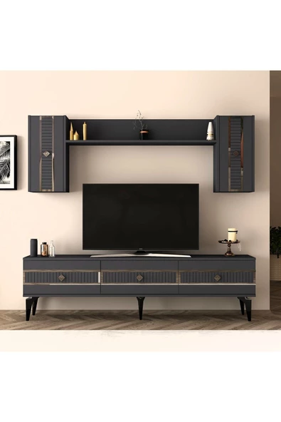 DemonteHome  NORADH TV ÜNİTESİ TAKIMI ANTRASİT-GÜMÜŞ