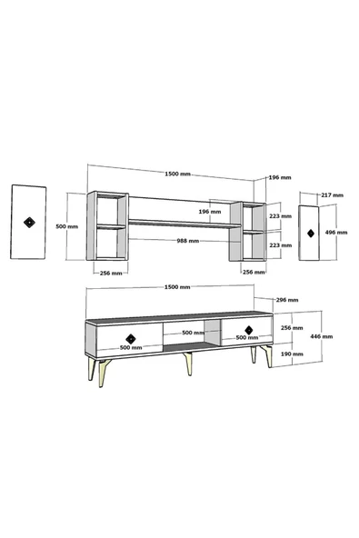 DemonteHome  NİLDH 150 CM TV ÜNİTESİ BEYAZ ALTIN - 7