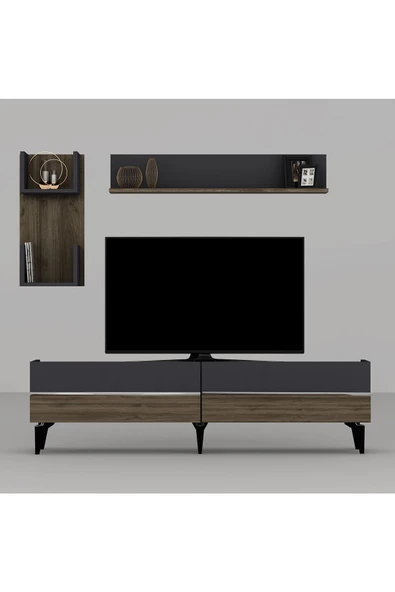 DemonteHome  TEDYDH TV ÜNİTESİ TAKIMI ANTRASİT-CEVİZ-GÜMÜŞ - Resim 5