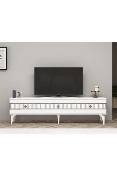 DemonteHome  NOVADH TV SEHPASI (ALT MODÜL) BEYAZ-GÜMÜŞ