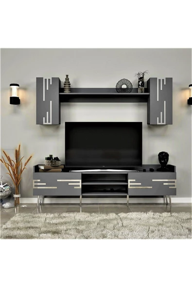 DemonteHome  Adrianadh Tv Ünitesi Takımı Antrasit Gümüş