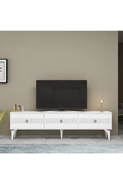 DemonteHome  MİDASDH TV STAND (ALT MODÜL) BEYAZ-GÜMÜŞ