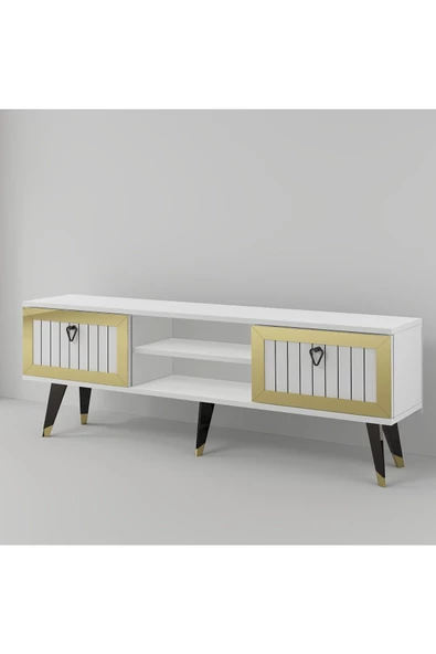 DemonteHome  LİDYADH TV STAND BEYAZ-ALTIN - 7
