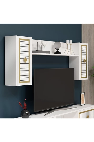 DemonteHome  NİLDH 150 CM TV ÜNİTESİ BEYAZ ALTIN - 5