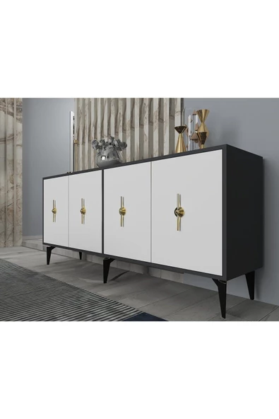 DemonteHome  FİGORADH (KX) 180 CM KONSOL ANTRASİT BEYAZ - 2