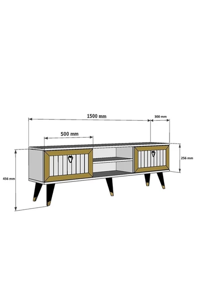 DemonteHome  LİDYADH TV STAND BEYAZ-ALTIN - 6