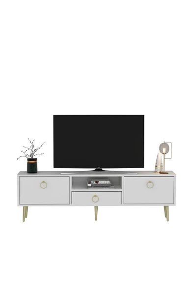 DemonteHome  DROPDH TV ÜNİTESİ BEYAZ ALTIN - 3