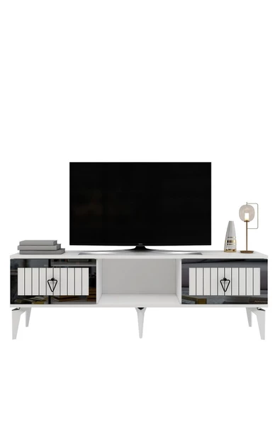 DemonteHome  Lindadh Tv Sehpası (ALT MODÜL) Beyaz Gümüş - 4