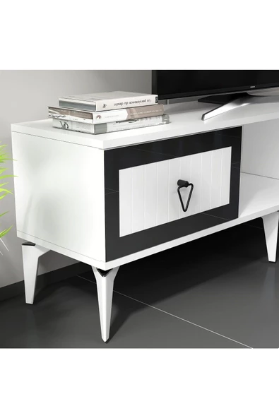 DemonteHome  Lindadh Tv Sehpası (ALT MODÜL) Beyaz Gümüş - 3