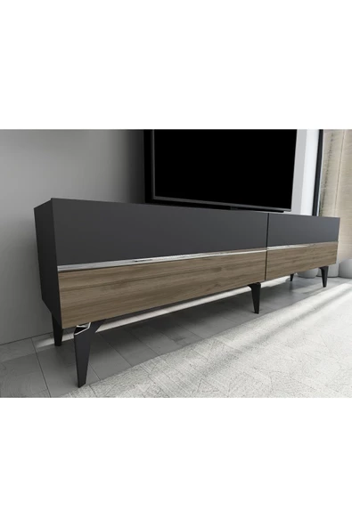 DemonteHome  TEDYDH TV ÜNİTESİ TAKIMI ANTRASİT-CEVİZ-GÜMÜŞ - Resim 3