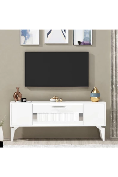 DemonteHome  Fashiondh Tv Sehpası (ALT MODÜL) Beyaz Gümüş