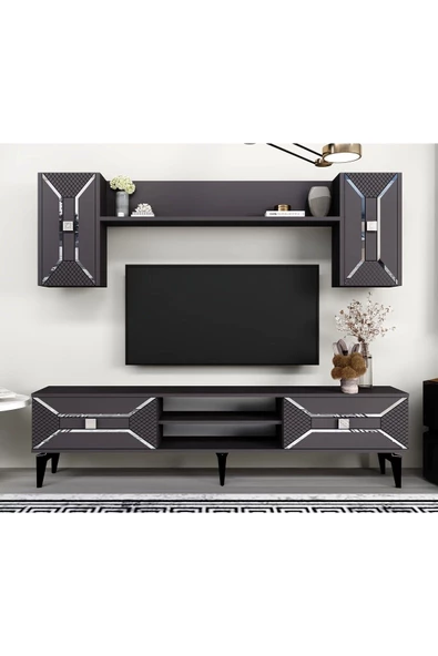 DemonteHome  Yumedidh Tv Ünitesi Takımı Antrasit Gümüş