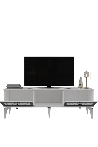 DemonteHome  Lindadh Tv Sehpası (ALT MODÜL) Beyaz Gümüş - 6